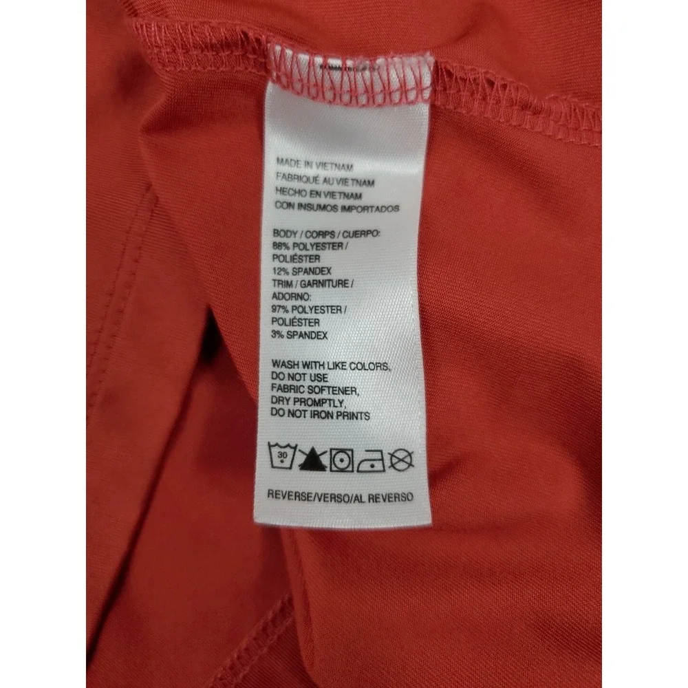 IZOD Golf Womens L Sleeveless Polo Shirt Plaid Trim V Neck Performance‎ Orange